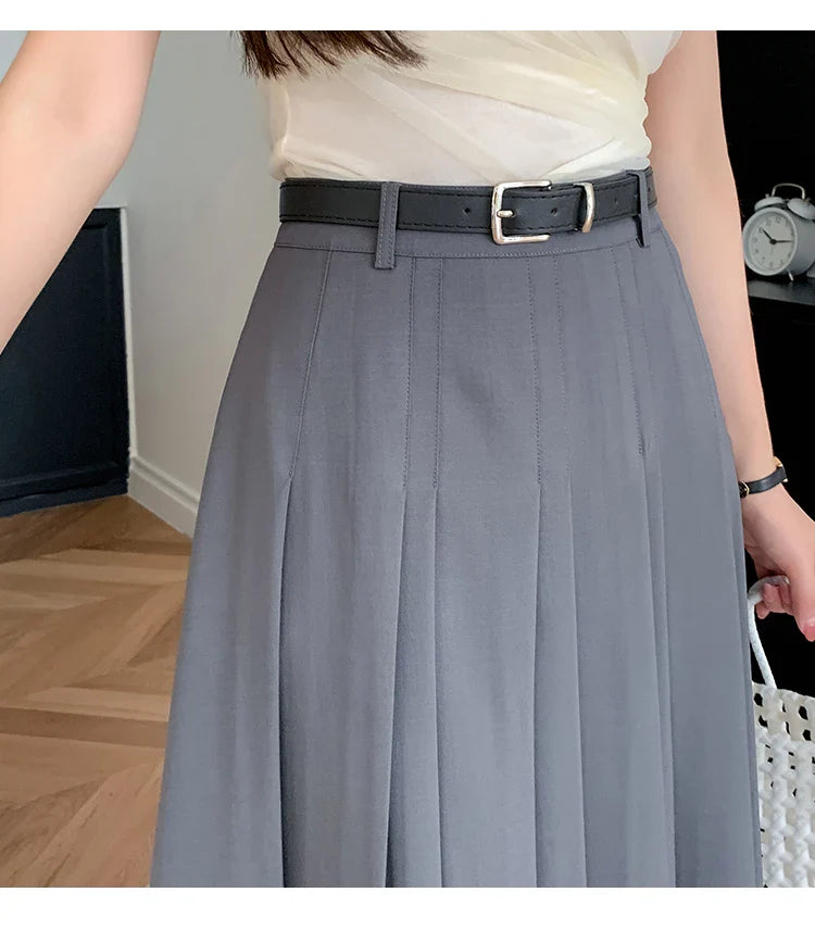 High Waist Midi Pleated Skirts Women's Fashion A-line Casual Suit SkirSPECIFICATIONSBrand Name: YUAZHOQIMaterial: POLYESTERStyle: CasualElasticity: Non StrechOrigin: Mainland ChinaCN: GuangdongSeason: Spring/SummerFabric Type: BroadcloDMEwomenstorenull