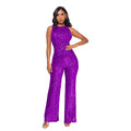 Sleeveless Sequined Jumpsuit Round Neck Slim Fit High Waist Sexy Sprin