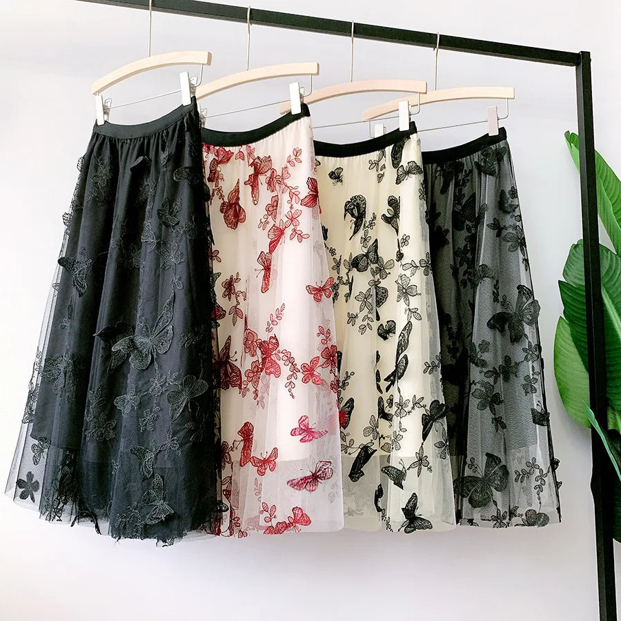 Skirt Women Vintage Butterfly Embroidery Elastic High Waist A-Line MesSPECIFICATIONSBrand Name: GLINDADAMaterial: POLYESTERMaterial: MeshMaterial: VoileStyle: Chinese StyleElasticity: Slight StrechOrigin: Mainland ChinaCN: GuangdongSeaDMEwomenstorenull