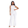 Sleeveless Sequined Jumpsuit Round Neck Slim Fit High Waist Sexy Sprin