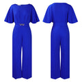 Jumpsuits Women Elegant Luxury O Neck Short Sleeve Belt Waisted StraigSPECIFICATIONSBrand Name: NoEnName_NullStyle: Office LadyAge: MIDDLE AGEOrigin: Mainland ChinaCN: GuangdongSeason: All seasonMaterial: POLYESTERDecoration: sashesFabDMEwomenstorenull