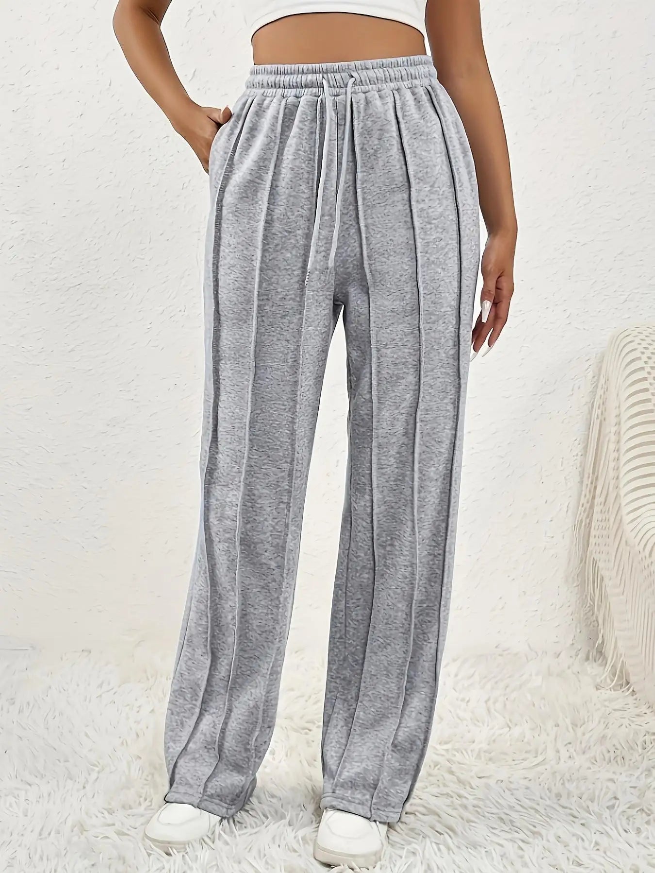 Spring sweatpants women's high waist all casual wide leg pants loose sSPECIFICATIONSBrand Name: RibbonFishCraft of Weaving: TATModel Number: DF6111Style: CasualMaterial: POLYESTERPlace Of Origin: China (mainland)Hign-concerned ChemicalDMEwomenstorenull