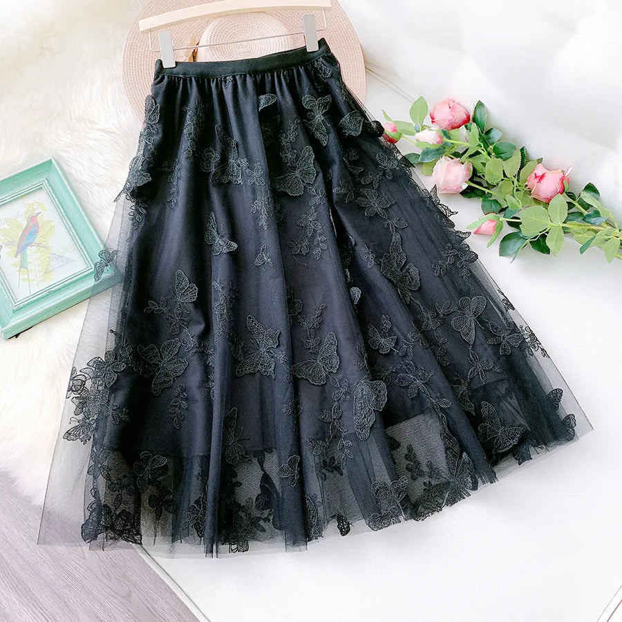 Skirt Women Vintage Butterfly Embroidery Elastic High Waist A-Line MesSPECIFICATIONSBrand Name: GLINDADAMaterial: POLYESTERMaterial: MeshMaterial: VoileStyle: Chinese StyleElasticity: Slight StrechOrigin: Mainland ChinaCN: GuangdongSeaDMEwomenstorenull