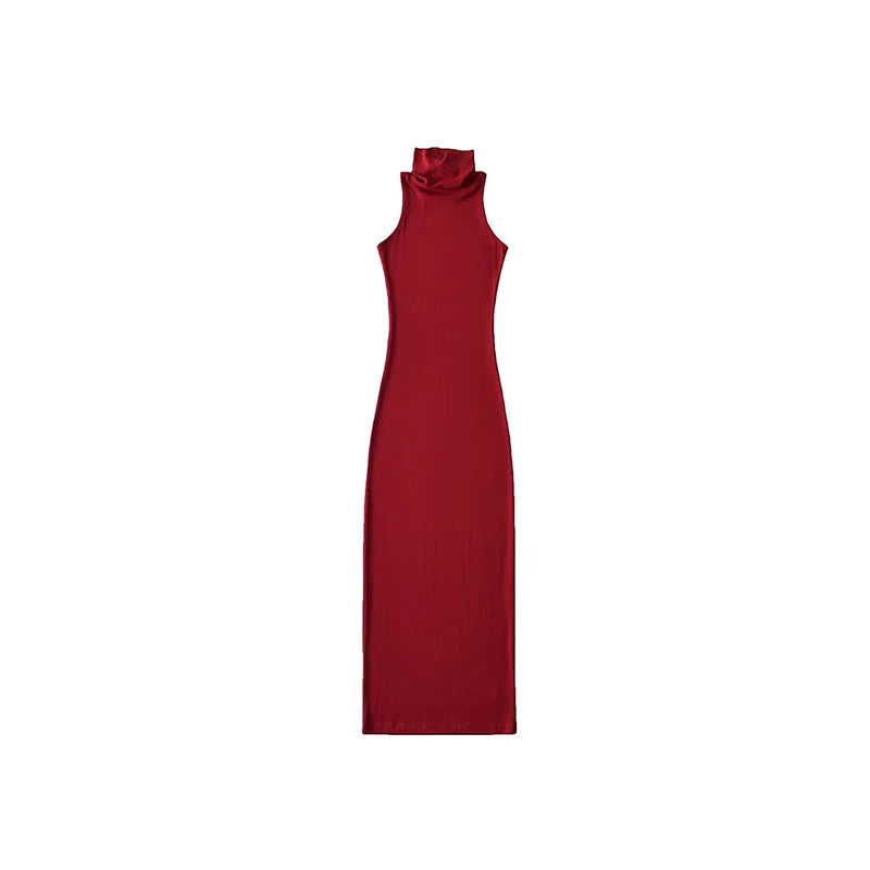 Turtleneck Midi Dress Women Ladies Elastic Hip Wrap Elegant Bodycon DrSPECIFICATIONSBrand Name: MEXZTElasticity: Slight StrechSleeve Style: regularFabric Type: ViscoseHign-concerned Chemical: NonePattern Type: SolidFit Type: SlimSilhouDMEwomenstorenull