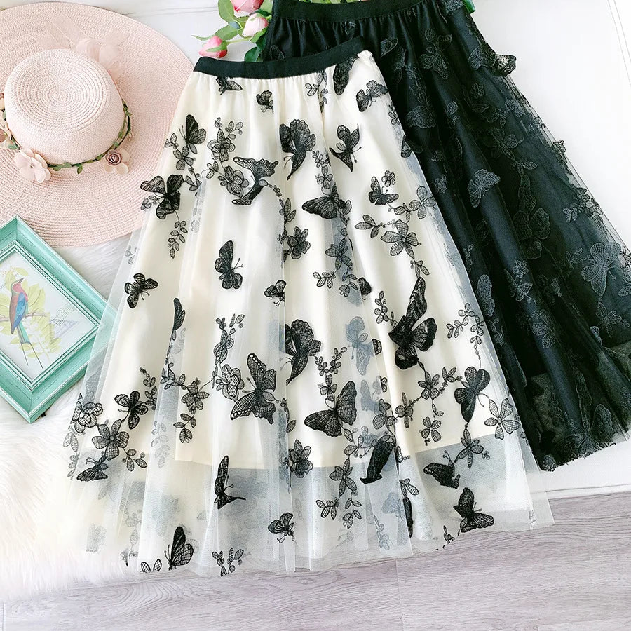 Skirt Women Vintage Butterfly Embroidery Elastic High Waist A-Line MesSPECIFICATIONSBrand Name: GLINDADAMaterial: POLYESTERMaterial: MeshMaterial: VoileStyle: Chinese StyleElasticity: Slight StrechOrigin: Mainland ChinaCN: GuangdongSeaDMEwomenstorenull