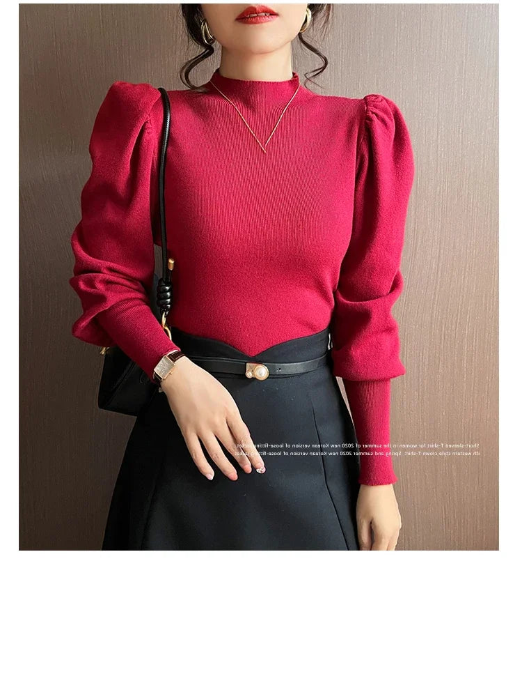 Sweater Turtleneck Slim Fit Basic Pullovers Fashion Korean Knit Tops PSPECIFICATIONSBrand Name: zjaissClothing Length: regularMaterial: POLYESTERMaterial: COTTONDecoration: noneCollar: Mock NeckElasticity: High StrecthSleeve Style: pufDMEwomenstorenull