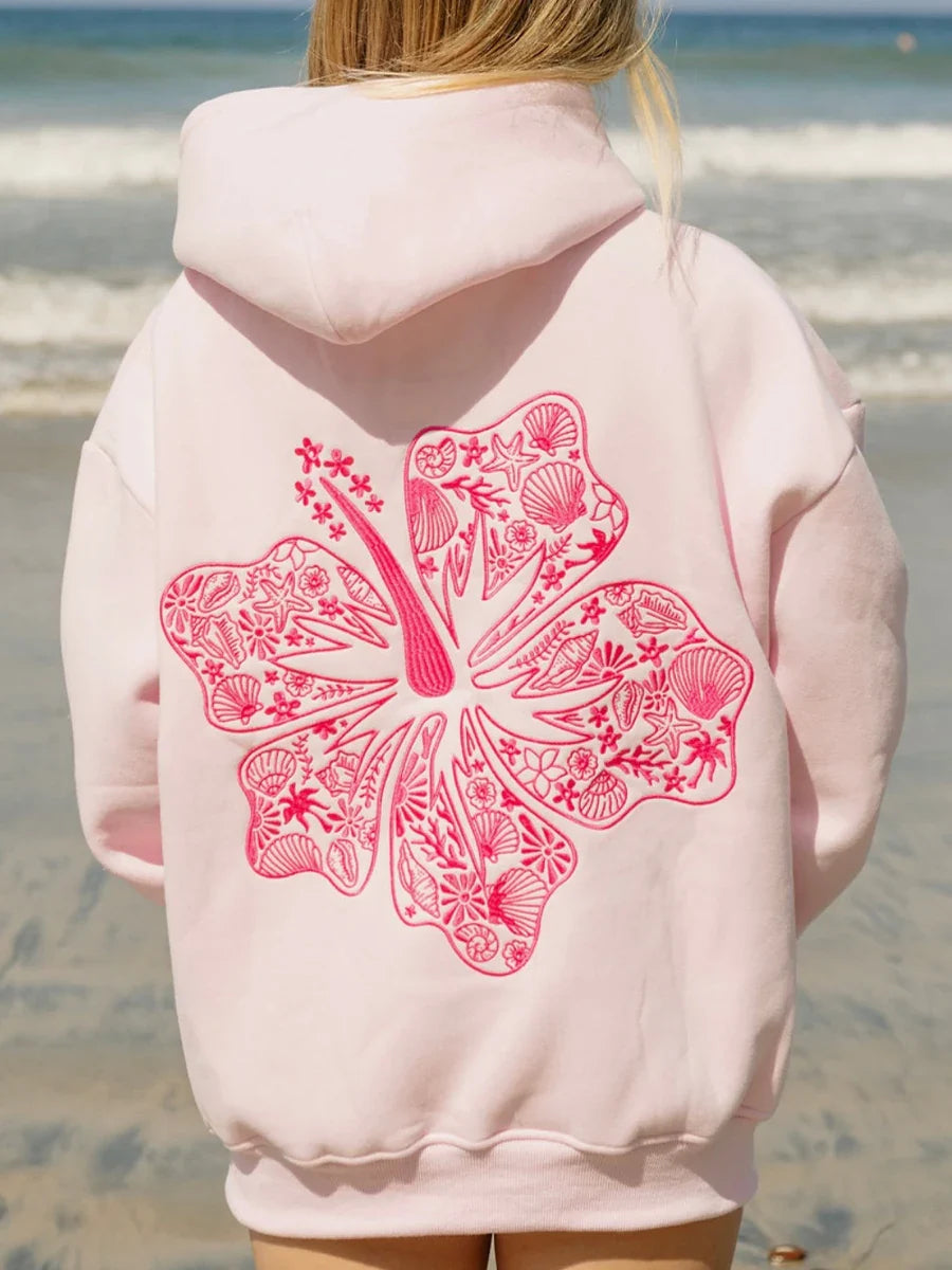 Sweatshirts- Women’s Hoodies Long Sleeve Flower Embroidery Oversized