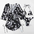 Swimwear- Bikini Set Size Swimsuit Women Long Sleeve Cover Up Print