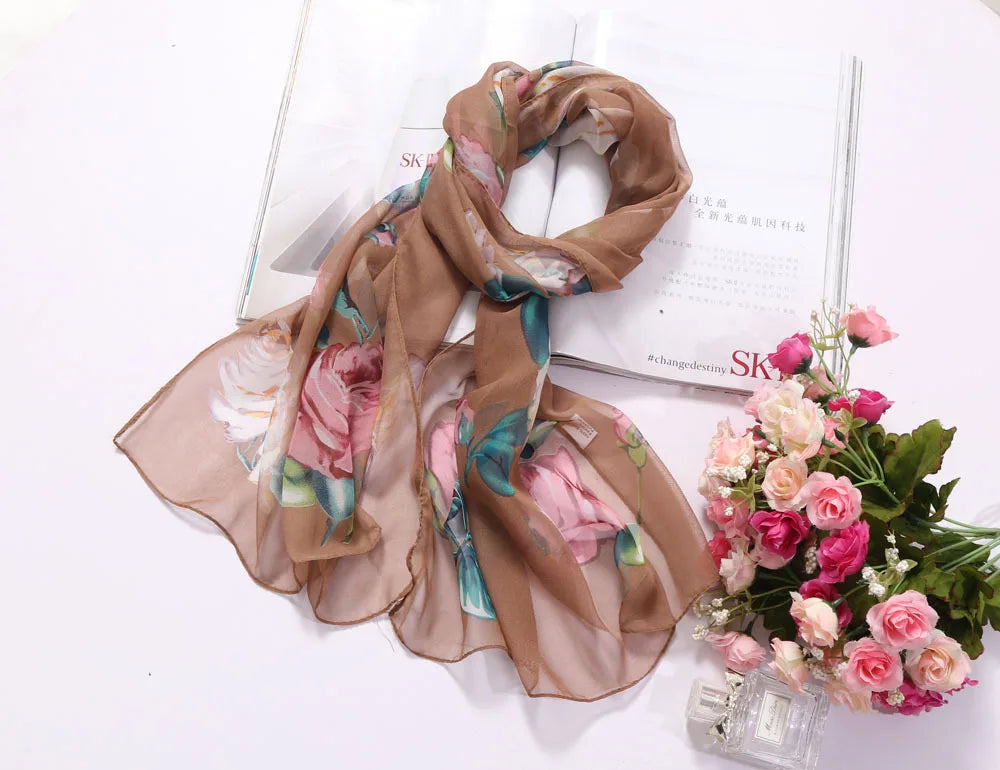 Scarf Women Foulard Shawl Bandana Elegant Beach Sun ProtectionSPECIFICATIONSDepartment Name: ADULTSize: 50*160cm(1cm=0.39in)pattern: RoseApply to season: Spring,Autumn,summerStyle: ElegantColor: Red,Black,Navy blueBrand Name: NDMEwomenstorenull