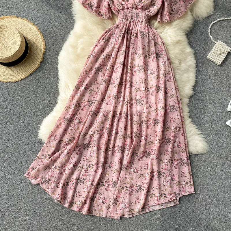 Floral Print Ruffle Chiffon Elegant Midi Dress A-line V Neck Beach VacSPECIFICATIONSBrand Name: unidanceElasticity: Non StrechSleeve Style: regularFabric Type: POLYESTERHign-concerned Chemical: NonePattern Type: PrintFit Type: SlimSilhDMEwomenstorenull