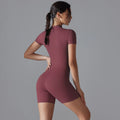 Rompers One-Piece Suit Zipper Short Sleeve Push Up Workout Clothes BodSPECIFICATIONSBrand Name: RooftrellenAge: MIDDLE AGEMaterial: SPANDEXMaterial: NylonElasticity: High StrecthFabric Type: NylonStyle: Office LadyHign-concerned ChemicDMEwomenstorenull