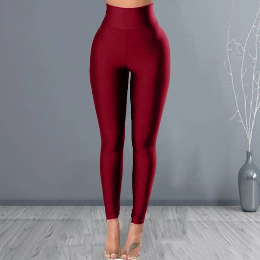 Leggings- Pants Solid Color Elastic Waist Sweatpants Tights Sexy Women