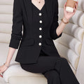 Fashion White Red Black Blazer Jacket And Pant Suit Trousers Women 