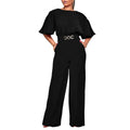 Jumpsuits Women Elegant Luxury O Neck Short Sleeve Belt Waisted StraigSPECIFICATIONSBrand Name: NoEnName_NullStyle: Office LadyAge: MIDDLE AGEOrigin: Mainland ChinaCN: GuangdongSeason: All seasonMaterial: POLYESTERDecoration: sashesFabDMEwomenstorenull