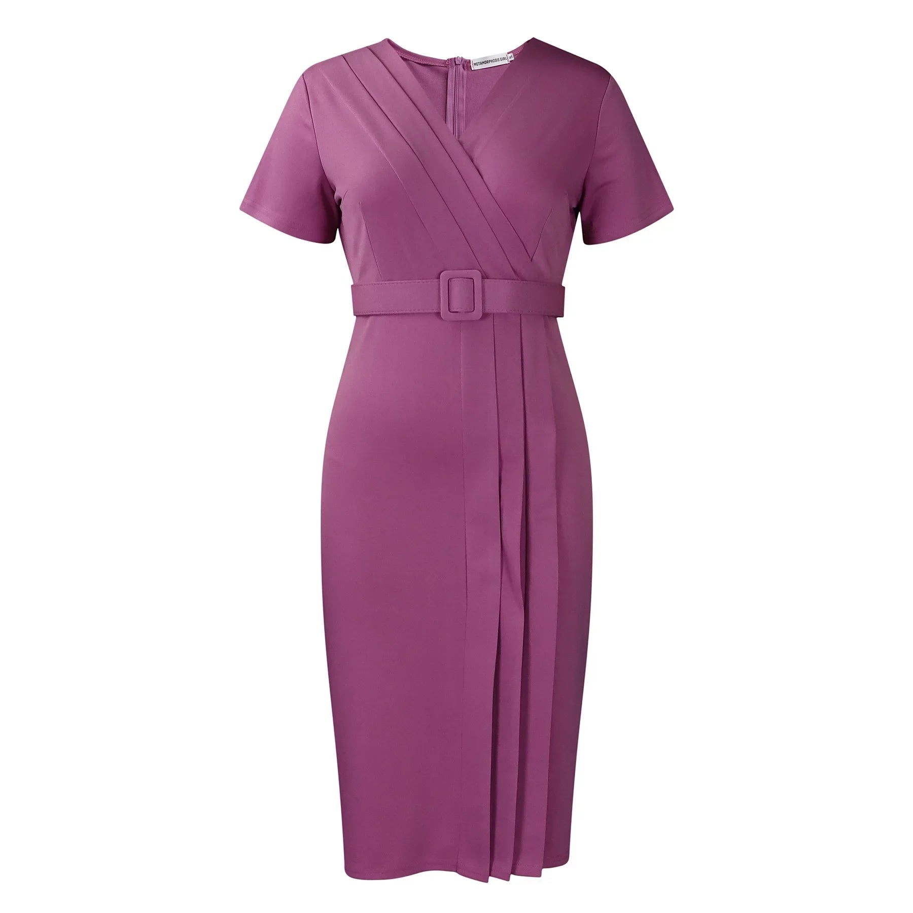 Office Dresses for Women V Neck Short Sleeve Belt Waisted Pleated Mid SPECIFICATIONSBrand Name: NoEnName_NullElasticity: Slight StrechSleeve Style: regularFabric Type: POLYESTERHign-concerned Chemical: NonePattern Type: SolidFit Type: DMEwomenstorenull