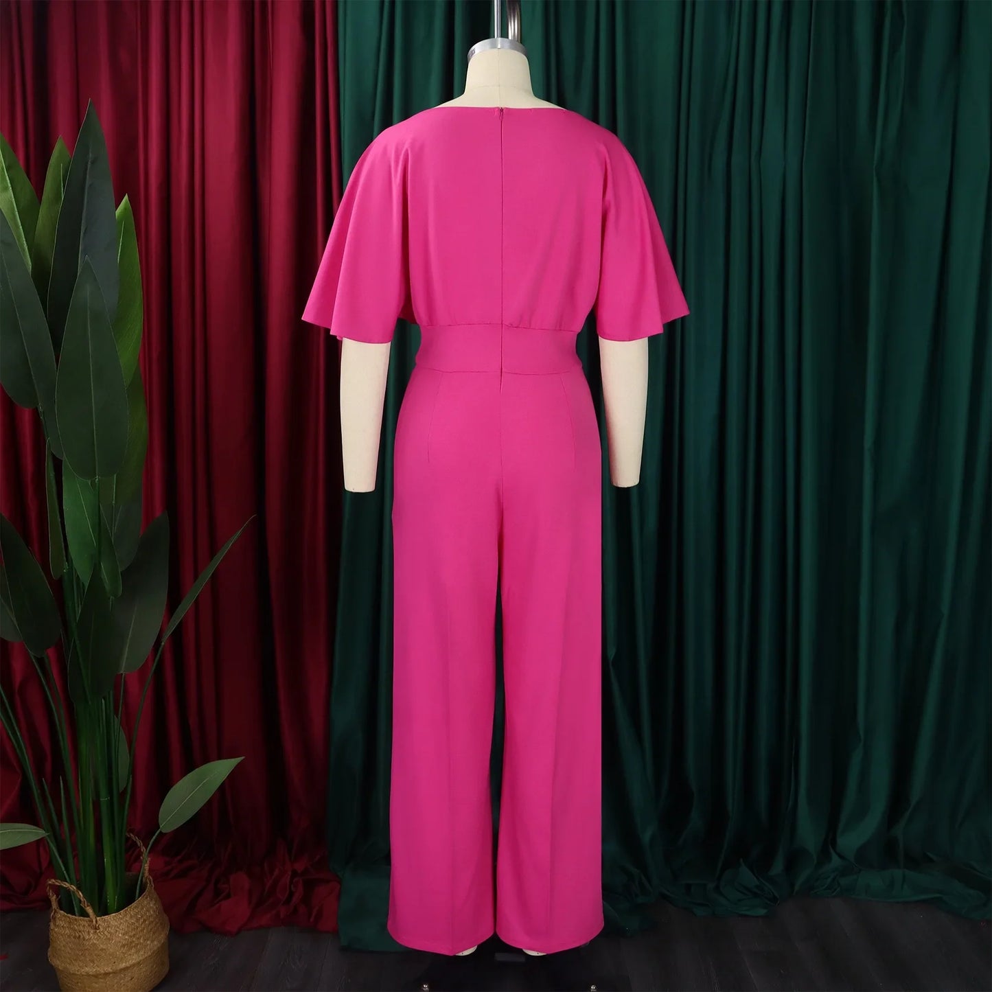 Jumpsuits Women Elegant Luxury O Neck Short Sleeve Belt Waisted StraigSPECIFICATIONSBrand Name: NoEnName_NullStyle: Office LadyAge: MIDDLE AGEOrigin: Mainland ChinaCN: GuangdongSeason: All seasonMaterial: POLYESTERDecoration: sashesFabDMEwomenstorenull