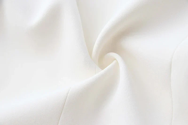 Luxury quality white fabric texture for women's pocket blazers.