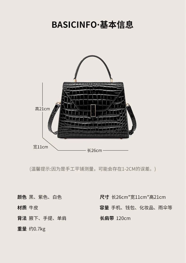 Luxury Crocodile Pattern Lady Handbag Women Shoulder Bags Designer FamSPECIFICATIONSBrand Name: NoEnName_NullOrigin: Mainland ChinaCN: ZhejiangLining Material: POLYESTERMain Material: Genuine leatherPlace Of Origin: ZHE JIANG ProvincePDMEwomenstorenull