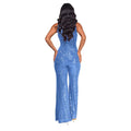 Sleeveless Sequined Jumpsuit Round Neck Slim Fit High Waist Sexy Sprin