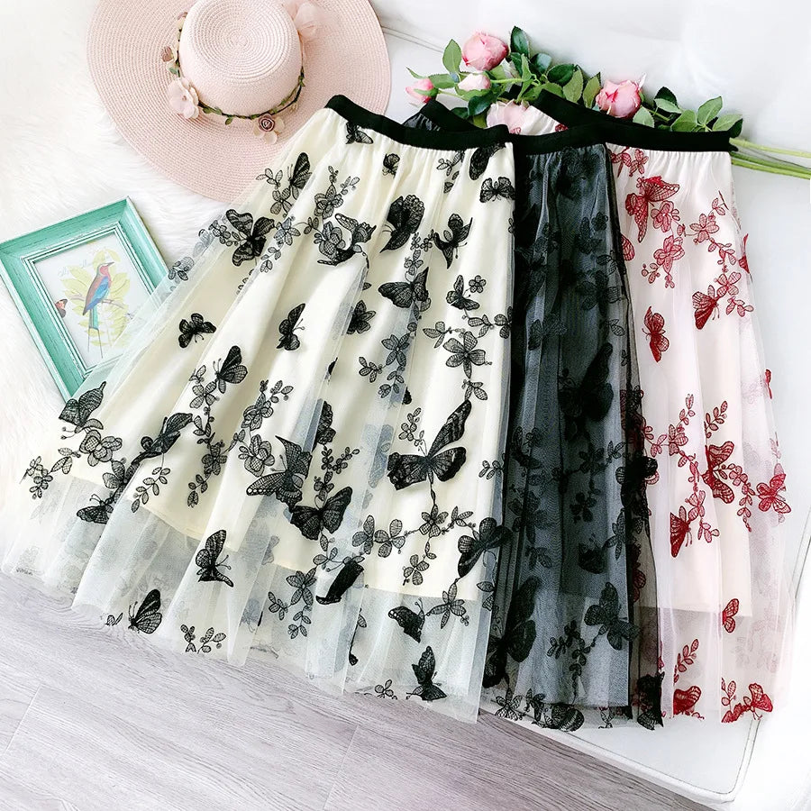 Skirt Women Vintage Butterfly Embroidery Elastic High Waist A-Line MesSPECIFICATIONSBrand Name: GLINDADAMaterial: POLYESTERMaterial: MeshMaterial: VoileStyle: Chinese StyleElasticity: Slight StrechOrigin: Mainland ChinaCN: GuangdongSeaDMEwomenstorenull