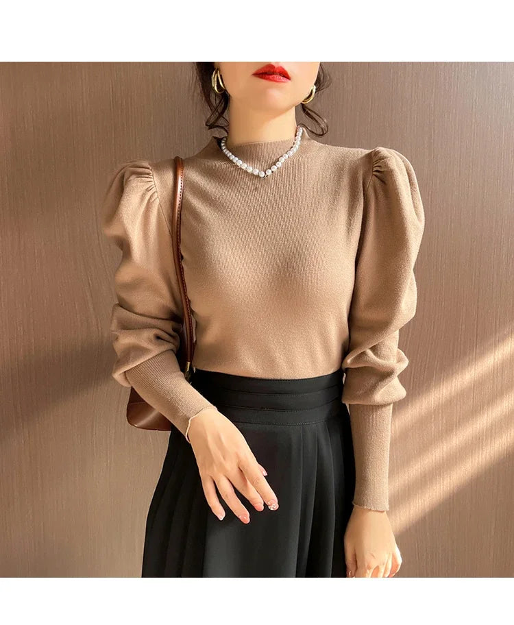 Sweater Turtleneck Slim Fit Basic Pullovers Fashion Korean Knit Tops PSPECIFICATIONSBrand Name: zjaissClothing Length: regularMaterial: POLYESTERMaterial: COTTONDecoration: noneCollar: Mock NeckElasticity: High StrecthSleeve Style: pufDMEwomenstorenull