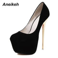 Heels- Sexy Pumps Women Fetish Shoes High Heel Stripper Flock Pumps