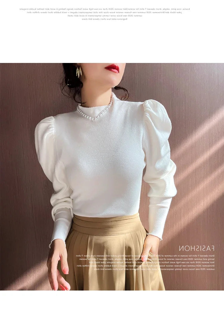 Sweater Turtleneck Slim Fit Basic Pullovers Fashion Korean Knit Tops PSPECIFICATIONSBrand Name: zjaissClothing Length: regularMaterial: POLYESTERMaterial: COTTONDecoration: noneCollar: Mock NeckElasticity: High StrecthSleeve Style: pufDMEwomenstorenull