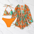 Swimwear- Bikini Set Size Swimsuit Women Long Sleeve Cover Up Print