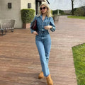 Denim Jumpsuit for Women Overalls Woman Jean Overalls Long Sleeve ElegSPECIFICATIONSBrand Name: NoEnName_NullStyle: StreetwearAge: MIDDLE AGEOrigin: Mainland ChinaCN: GuangdongSeason: Spring/SummerMaterial: POLYESTERDecoration: noneFabDMEwomenstorenull