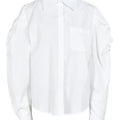 Women's trendy white coat top two-piece with contrast design and loose fit.