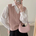 V-neck Sweater Vest Solid Sleeveless Preppy Style Sweet Knitted Vest FSPECIFICATIONSBrand Name: HeliarStyle: CasualCraft of Weaving: KnitAge: MIDDLE AGEOrigin: Mainland ChinaCN: GuangdongSeason: Autumn/WinterThickness: StandardDecoratiDMEwomenstorenull