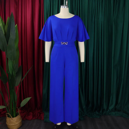 Jumpsuits Women Elegant Luxury O Neck Short Sleeve Belt Waisted StraigSPECIFICATIONSBrand Name: NoEnName_NullStyle: Office LadyAge: MIDDLE AGEOrigin: Mainland ChinaCN: GuangdongSeason: All seasonMaterial: POLYESTERDecoration: sashesFabDMEwomenstorenull