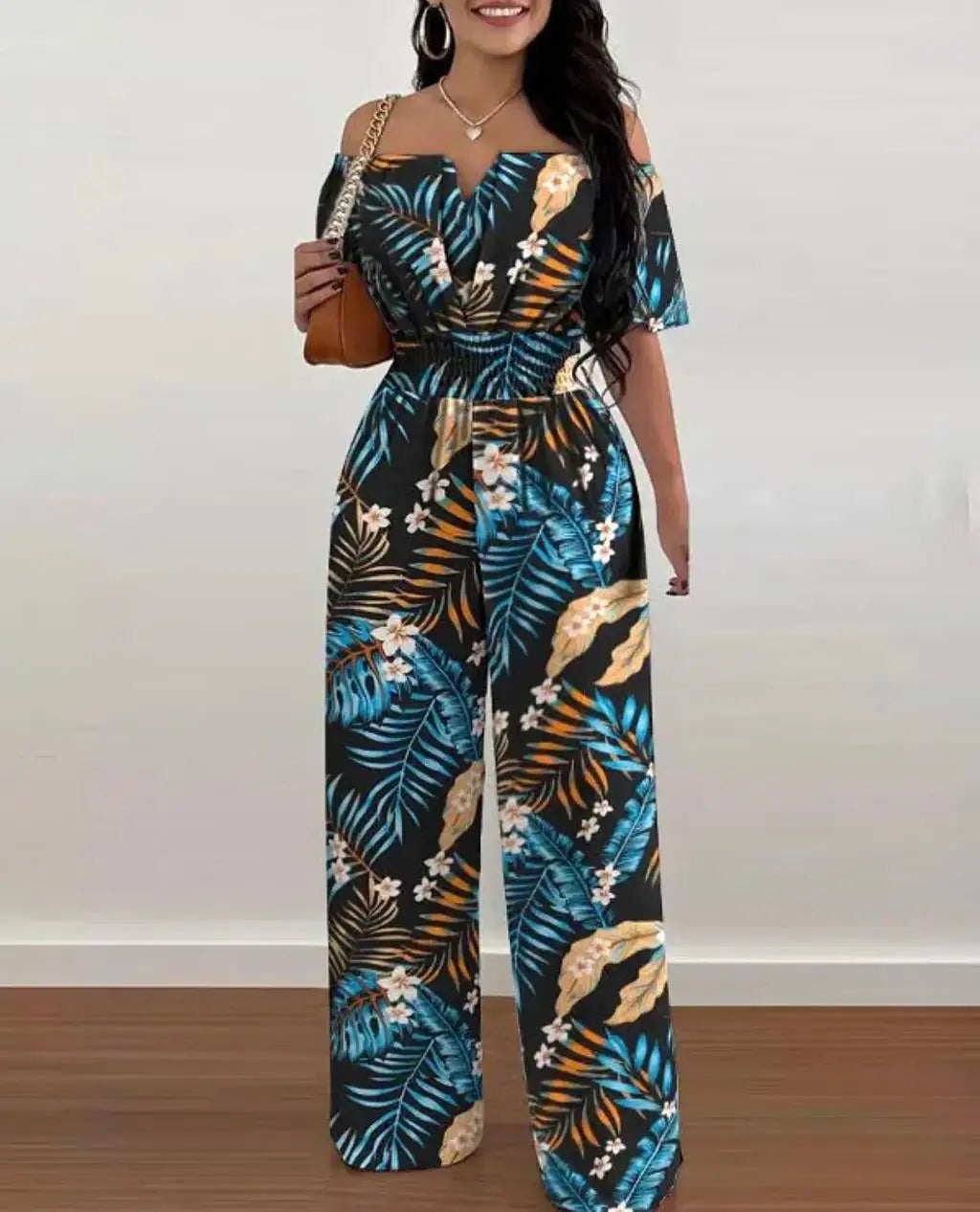 Fashion Printed Wide Leg Jumpsuit Women Sexy Slash Neck Off-shoulder HSPECIFICATIONSBrand Name: FUXIONGFUStyle: CasualAge: JUNIOROrigin: Mainland ChinaCN: GuangdongSeason: SummerMaterial: POLYESTERDecoration: noneFabric Type: POLYESTERDMEwomenstorenull