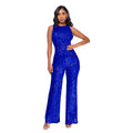 Sleeveless Sequined Jumpsuit Round Neck Slim Fit High Waist Sexy Sprin