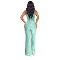 Sleeveless Sequined Jumpsuit Round Neck Slim Fit High Waist Sexy Sprin