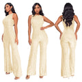 Sleeveless Sequined Jumpsuit Round Neck Slim Fit High Waist Sexy Sprin