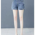 High waisted denim shorts version in large size for slimming effectSPECIFICATIONSBrand Name: NoEnName_NullDecoration: AppliquesFabric Type: KnittingPant Style: regularPattern Type: SolidFit Type: LOOSE FITStyle: CasualMaterial: POLYDMEwomenstorenull