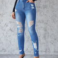 Ankle Length Ripped Hole High Waist Jean Sheath Pencil Denim Pants SkiSPECIFICATIONSBrand Name: kalenmosMaterial: POLYESTERElasticity: Slight StrechFabric Type: CoatedHign-concerned Chemical: NoneLength: Ankle-Length PantsFit Type: SKIDMEwomenstorenull