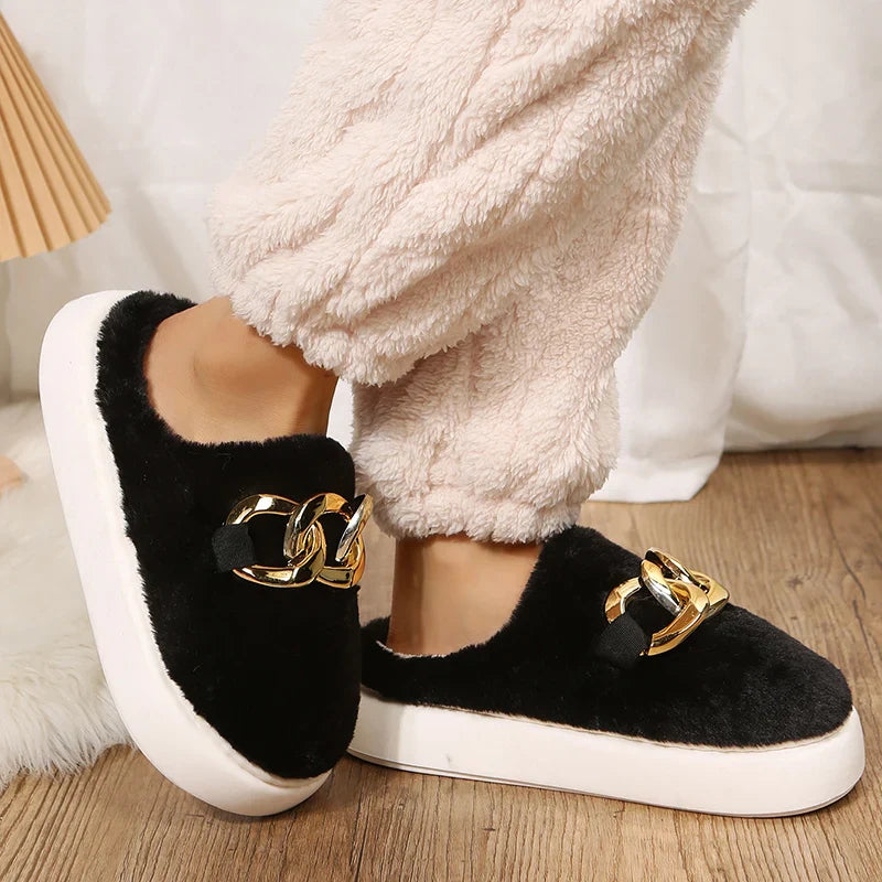 Slippers- Women's Warm Cotton House Slippers Female Indoor Plus Fur