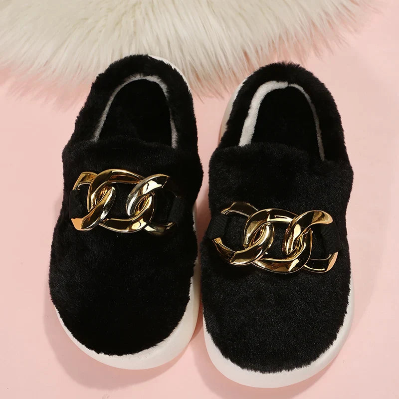 Slippers- Women's Warm Cotton House Slippers Female Indoor Plus Fur